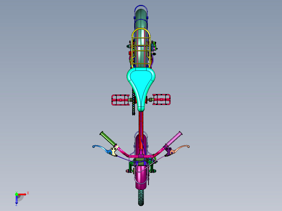 中大孩碟刹减震脚踏车俯视图