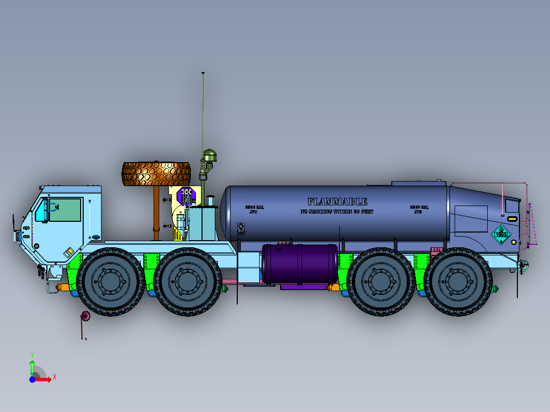重型扩展机动油罐卡车前视图