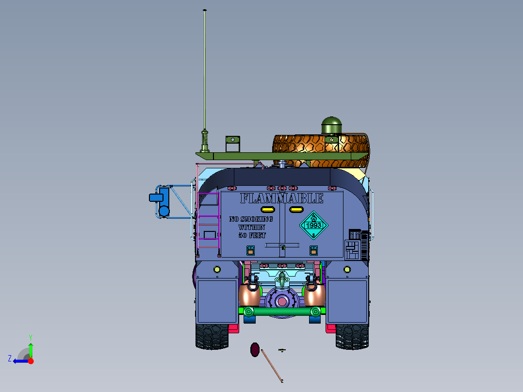 重型扩展机动油罐卡车右视图