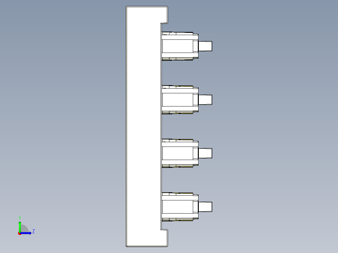 三板模前模斜顶后模斜顶模具图左视图