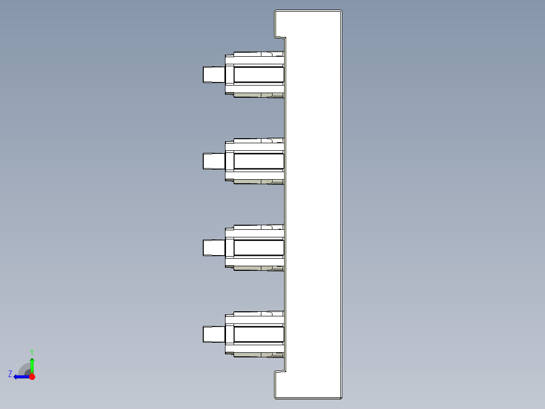 三板模前模斜顶后模斜顶模具图右视图