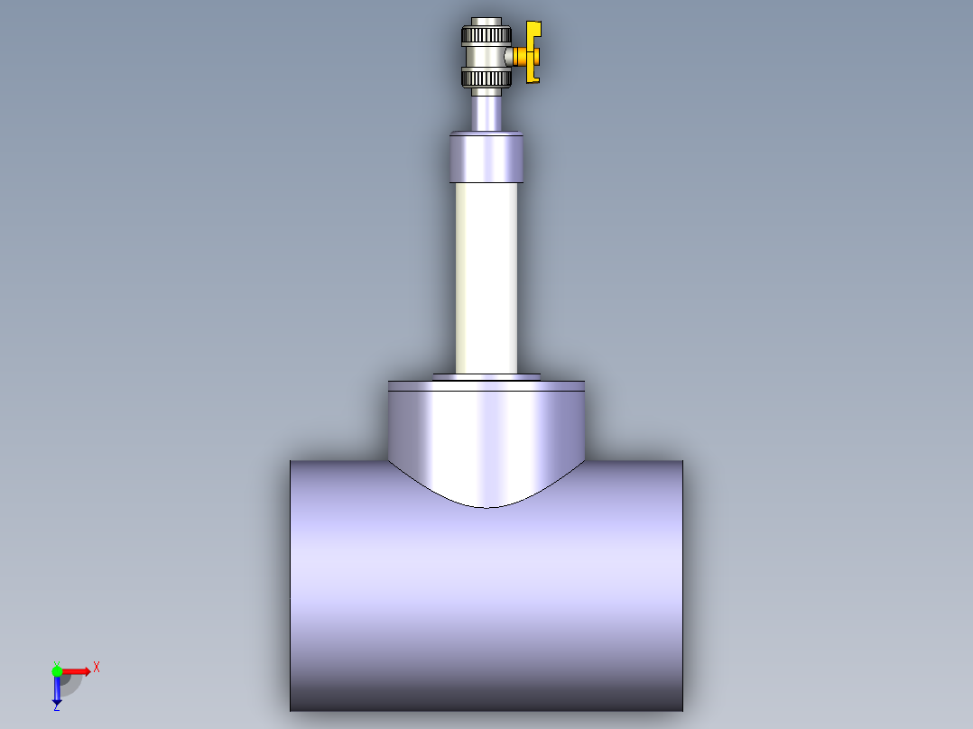 [PVC] 低点排放高点通风三通[目视泄漏检测]Low Point Drain-High Point Vent Tee [Visual Leak Detection]俯视图