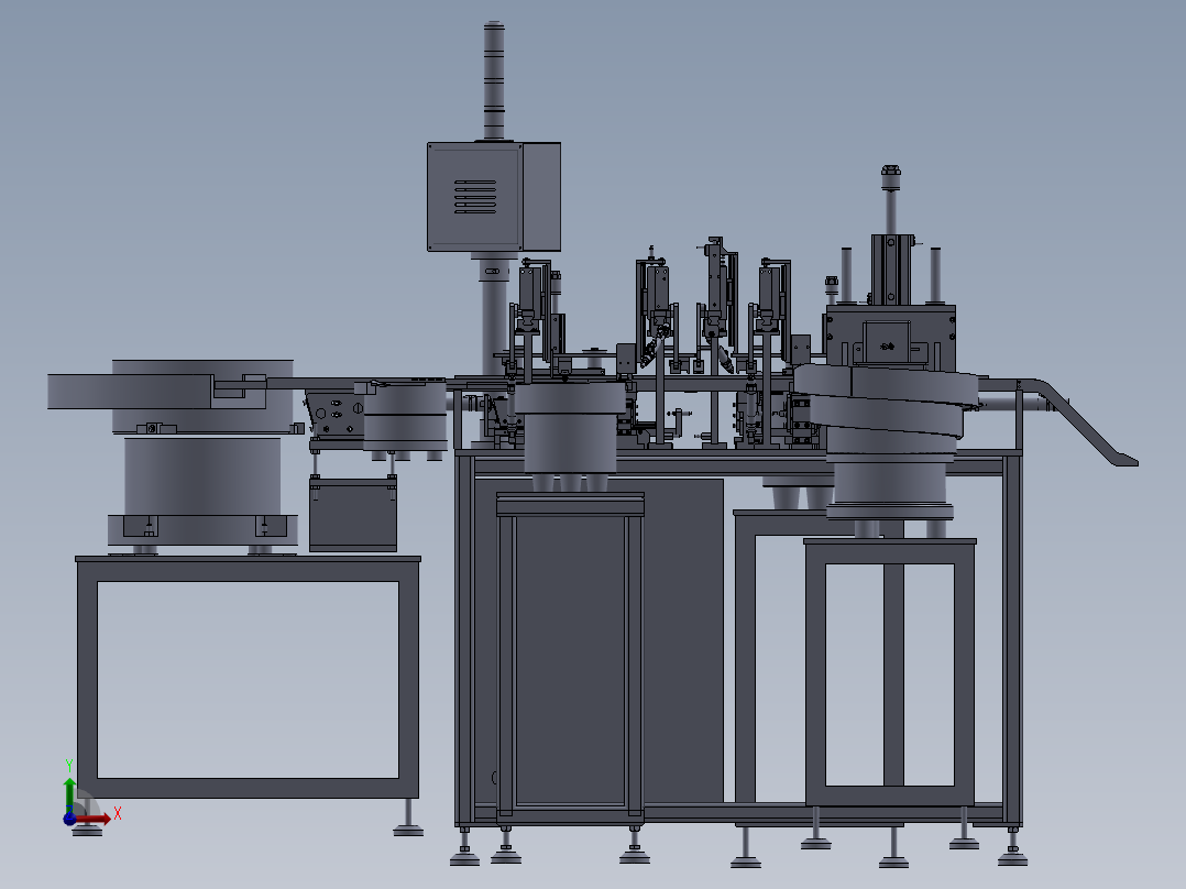 前支架板上垫片、轴承、压片一体组装机前视图