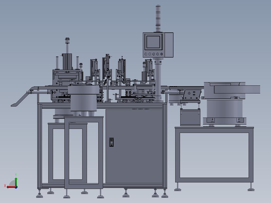 前支架板上垫片、轴承、压片一体组装机后视图