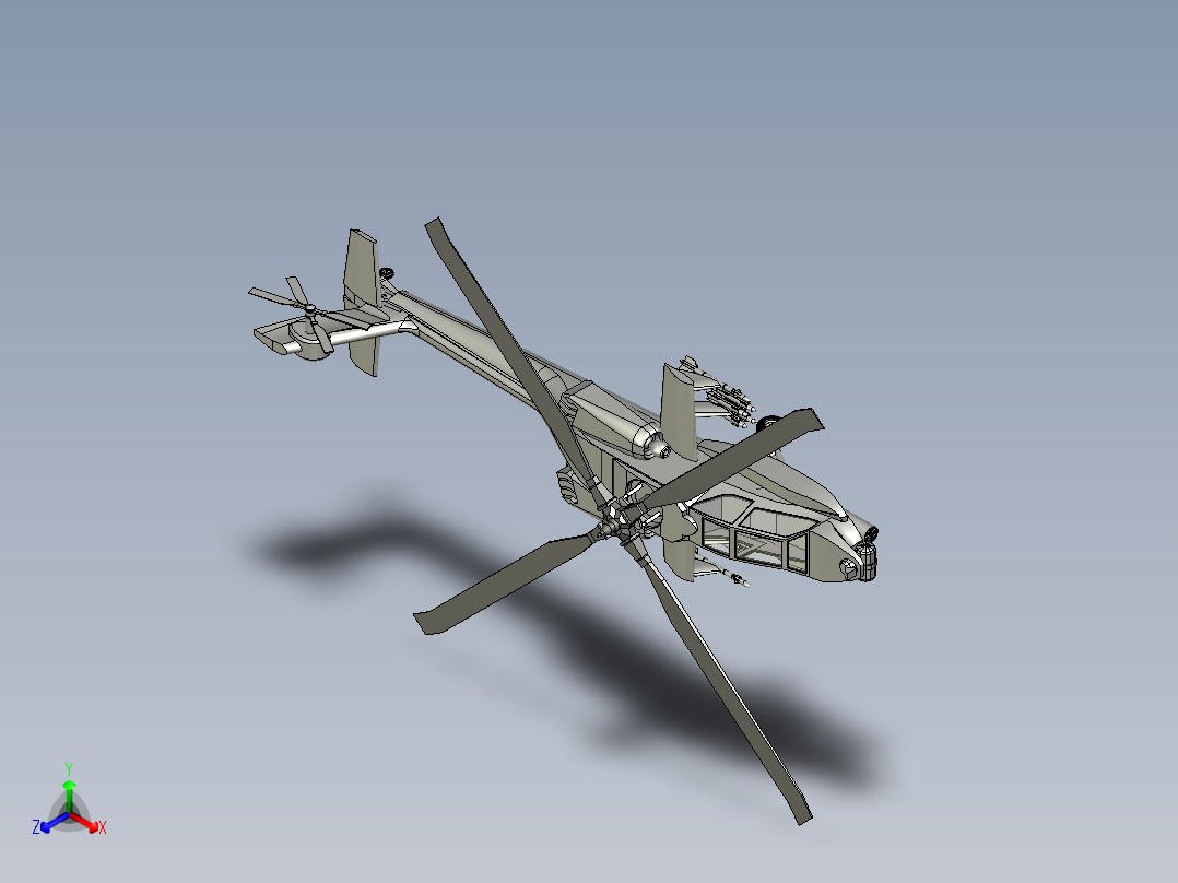 直升飞机 飞机模型设计 (19)正等轴测图