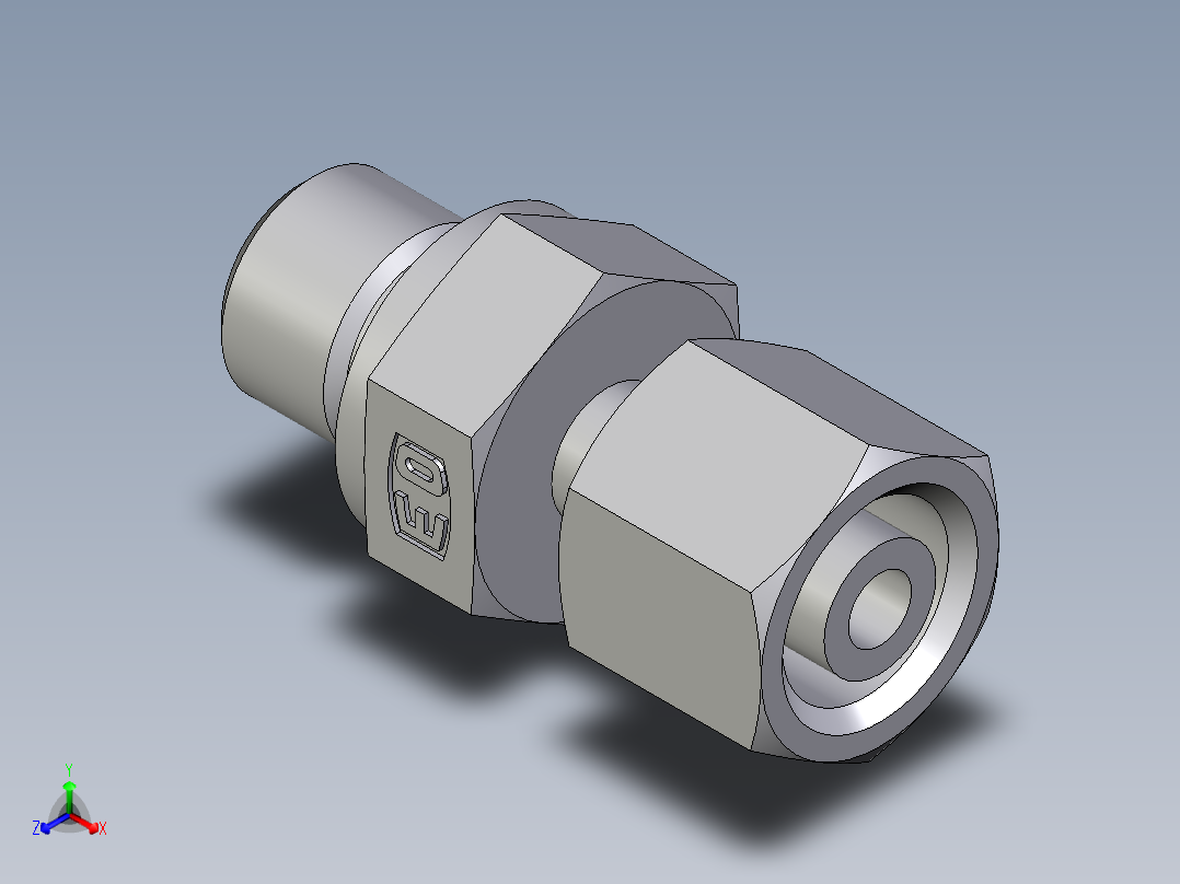 卡套式工业通用硬管接头EO_Standpipe_connector_EVGE08LREDCF正等轴测图
