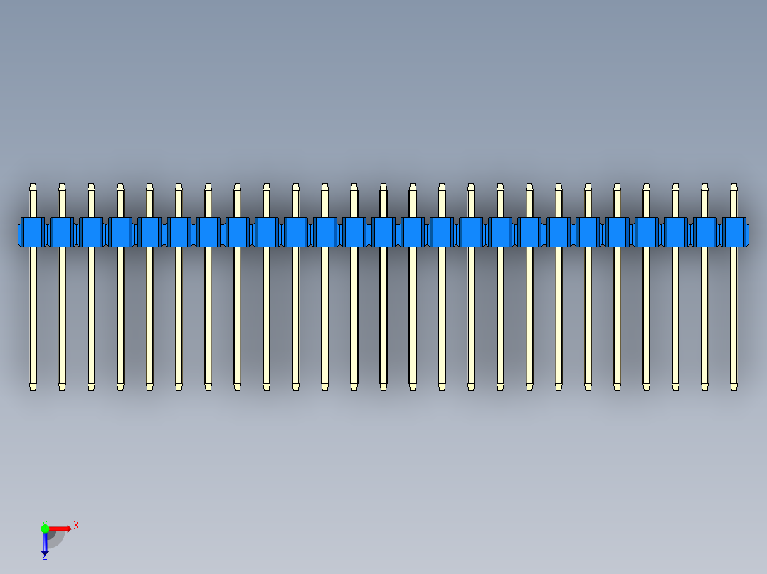 彩色公头100mil（2.54mm）系列-DS1021_blue_2x25p_100mil_Type5_rev1.0俯视图