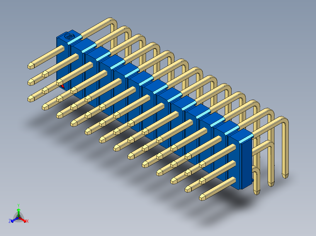 彩色公排针 100mil 2.54mm 系列-DS1022_blue_3x13p_100mil_TypeD_rev1.0