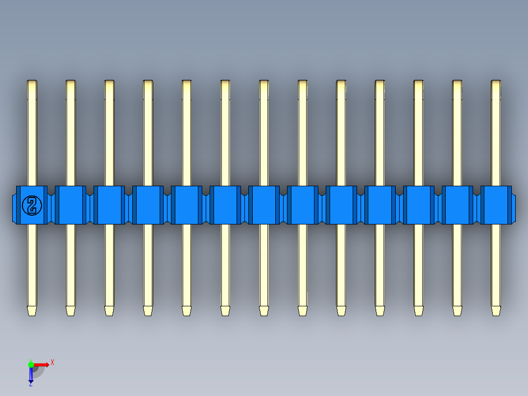 彩色公排针 100mil 2.54mm 系列-DS1022_blue_3x13p_100mil_TypeD_rev1.0俯视图