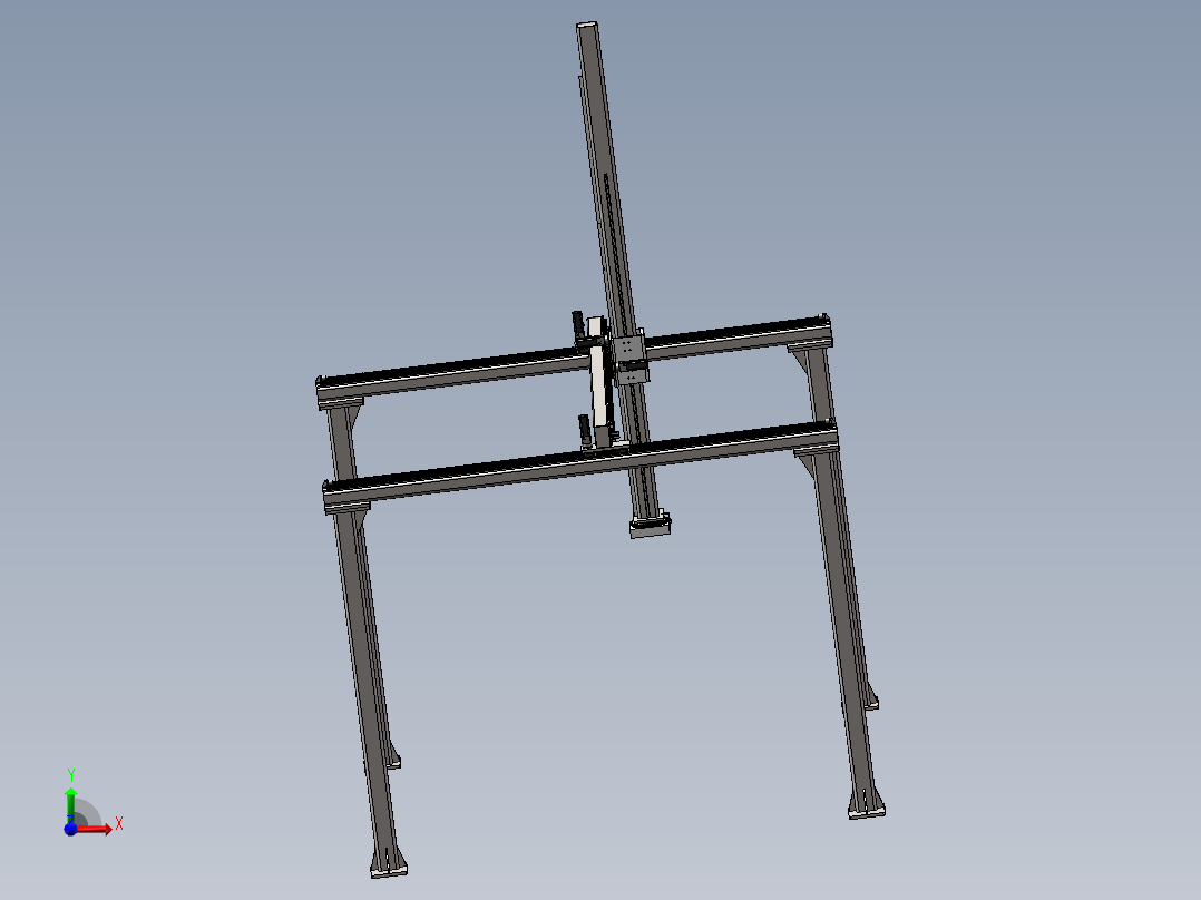 四轴齿轮齿条桁架机械手3d图纸+2d装配图 龙门上下料机械手3d模型前视图