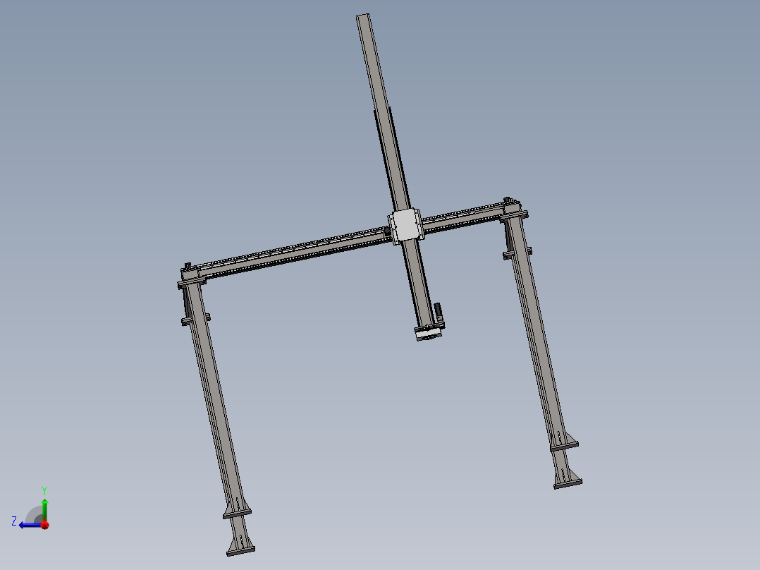 四轴齿轮齿条桁架机械手3d图纸+2d装配图 龙门上下料机械手3d模型右视图