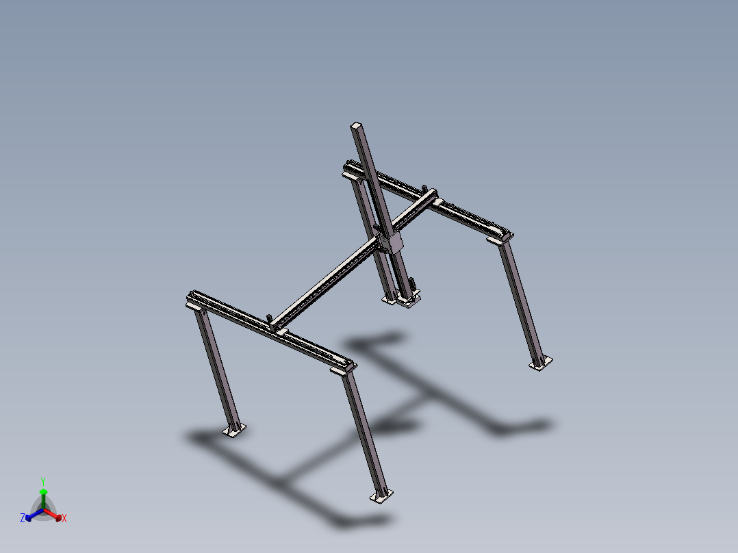 四轴齿轮齿条桁架机械手3d图纸+2d装配图 龙门上下料机械手3d模型正等轴测图