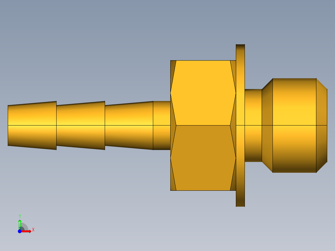 工业通用螺蚊管倒齿式工业硬管接头Male Connector 27-1前视图