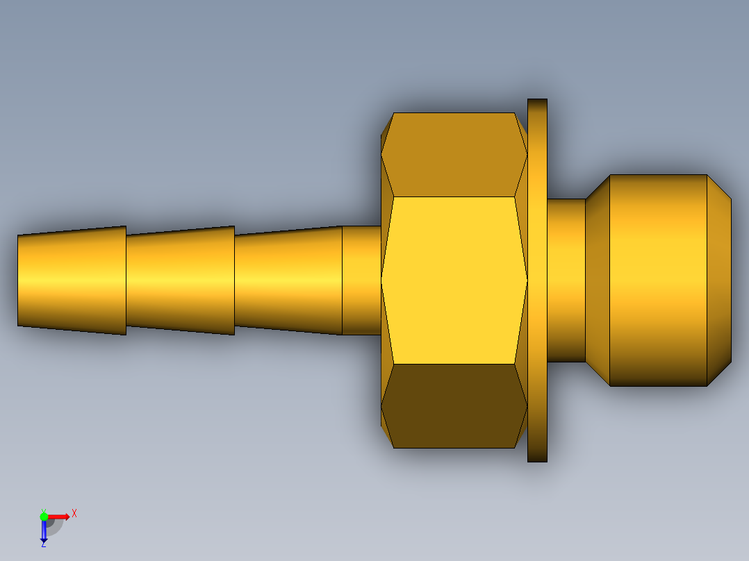 工业通用螺蚊管倒齿式工业硬管接头Male Connector 27-1俯视图