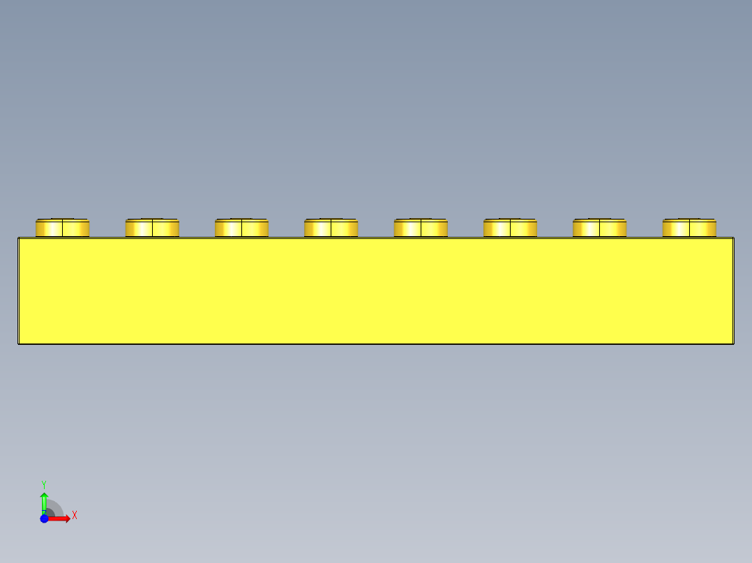 乐高套装 4421基本积木-300824 Bright Yellow Brick 1 x 8.STEP前视图