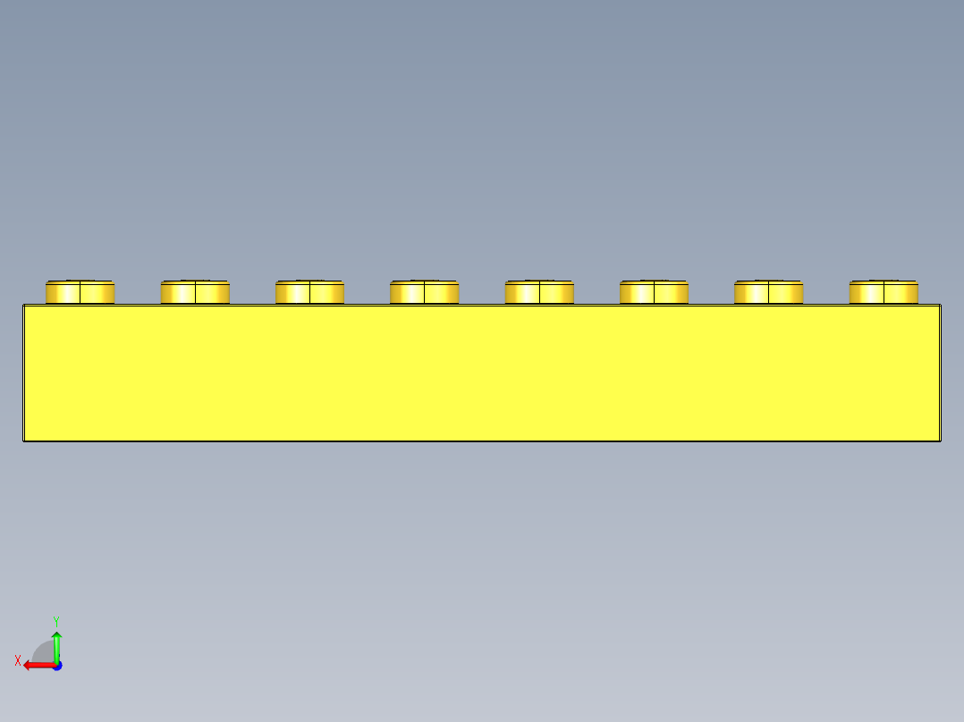 乐高套装 4421基本积木-300824 Bright Yellow Brick 1 x 8.STEP后视图
