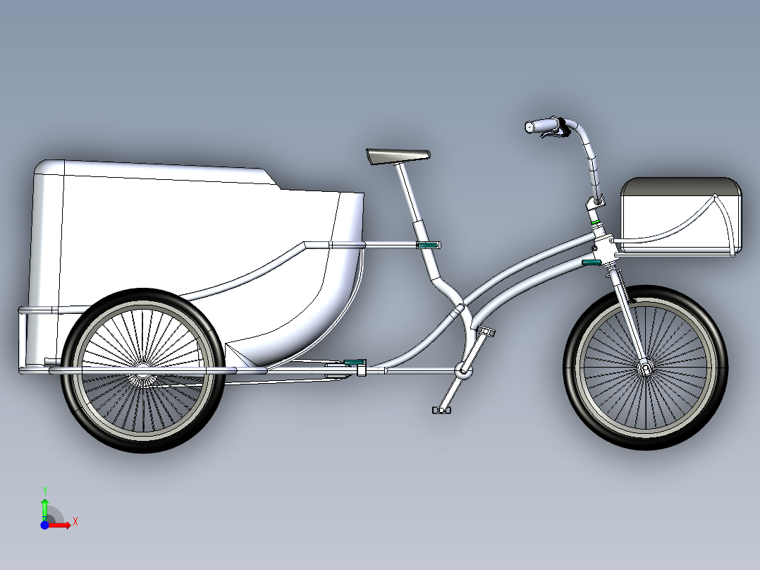 78---SW三轮自行车SW2012三维图纸模型设计图纸前视图