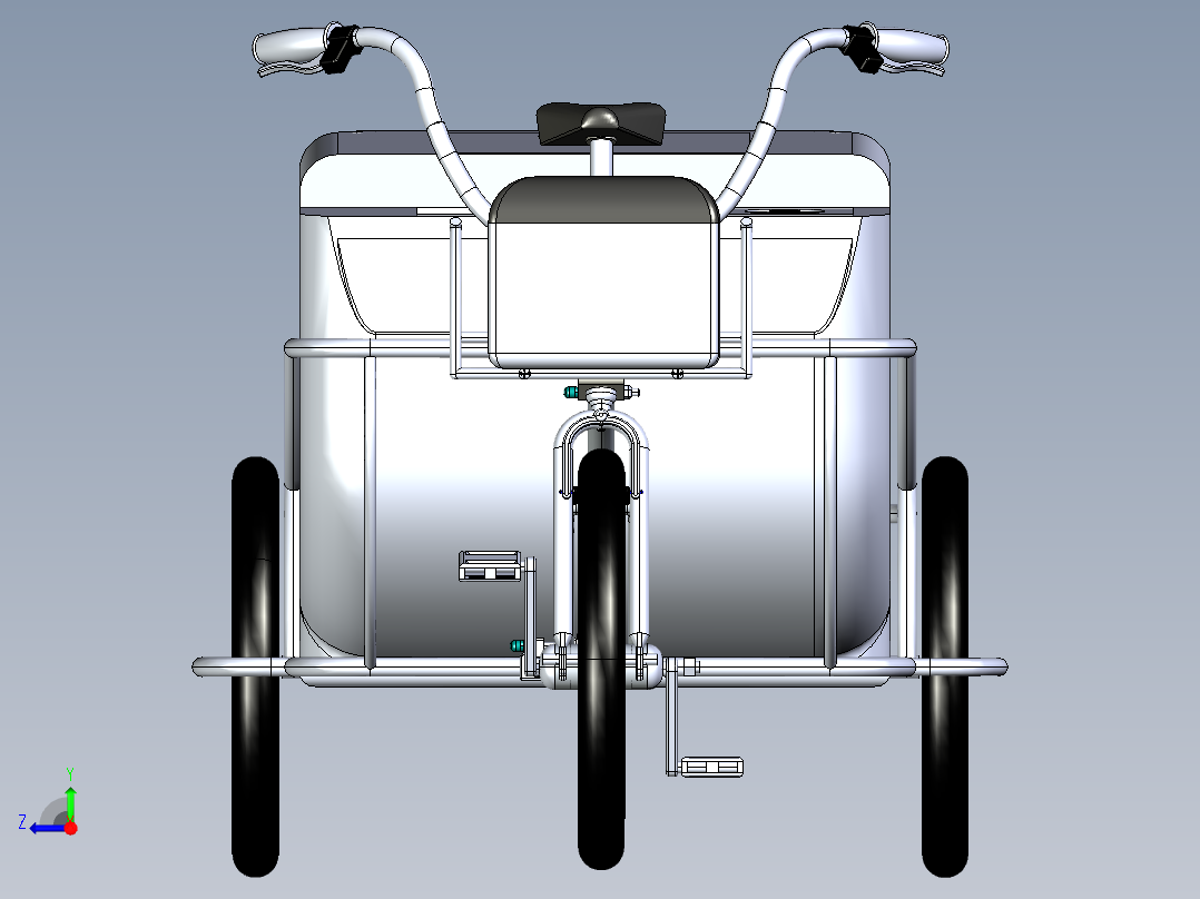 78---SW三轮自行车SW2012三维图纸模型设计图纸右视图