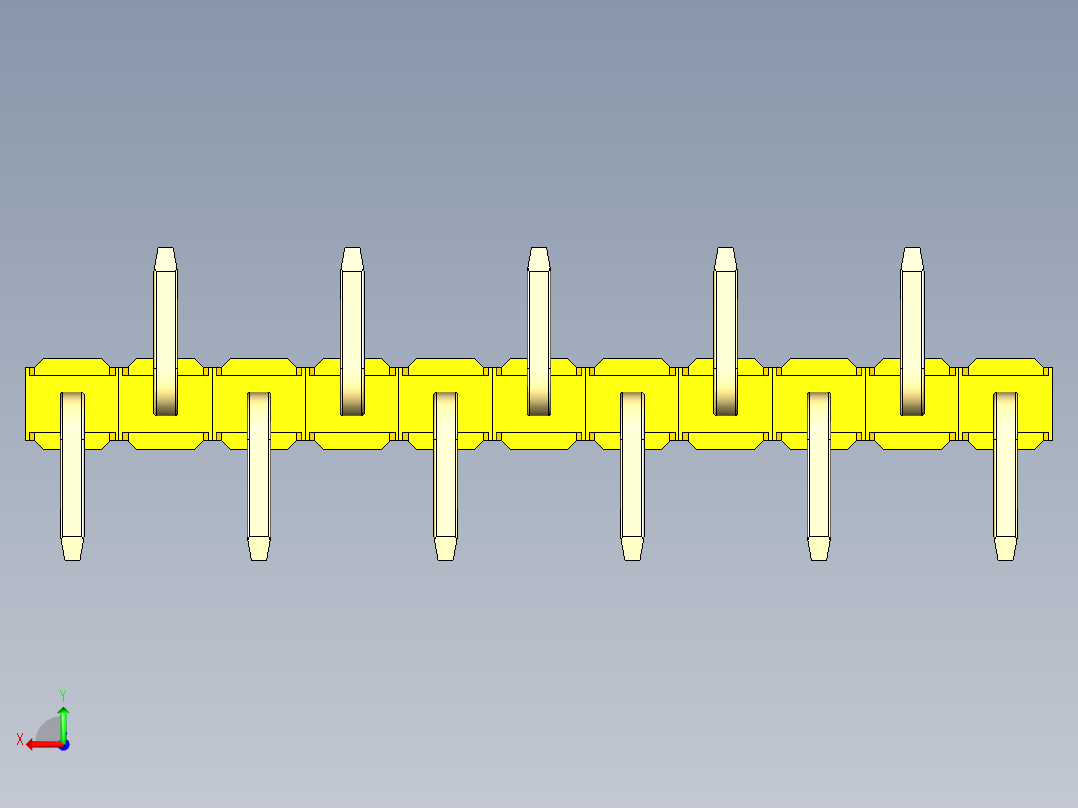 彩色公排针 100mil 2.54mm 系列-DS1022_yellow_11p_100mil_Type_SMT_R2_rev1.0后视图