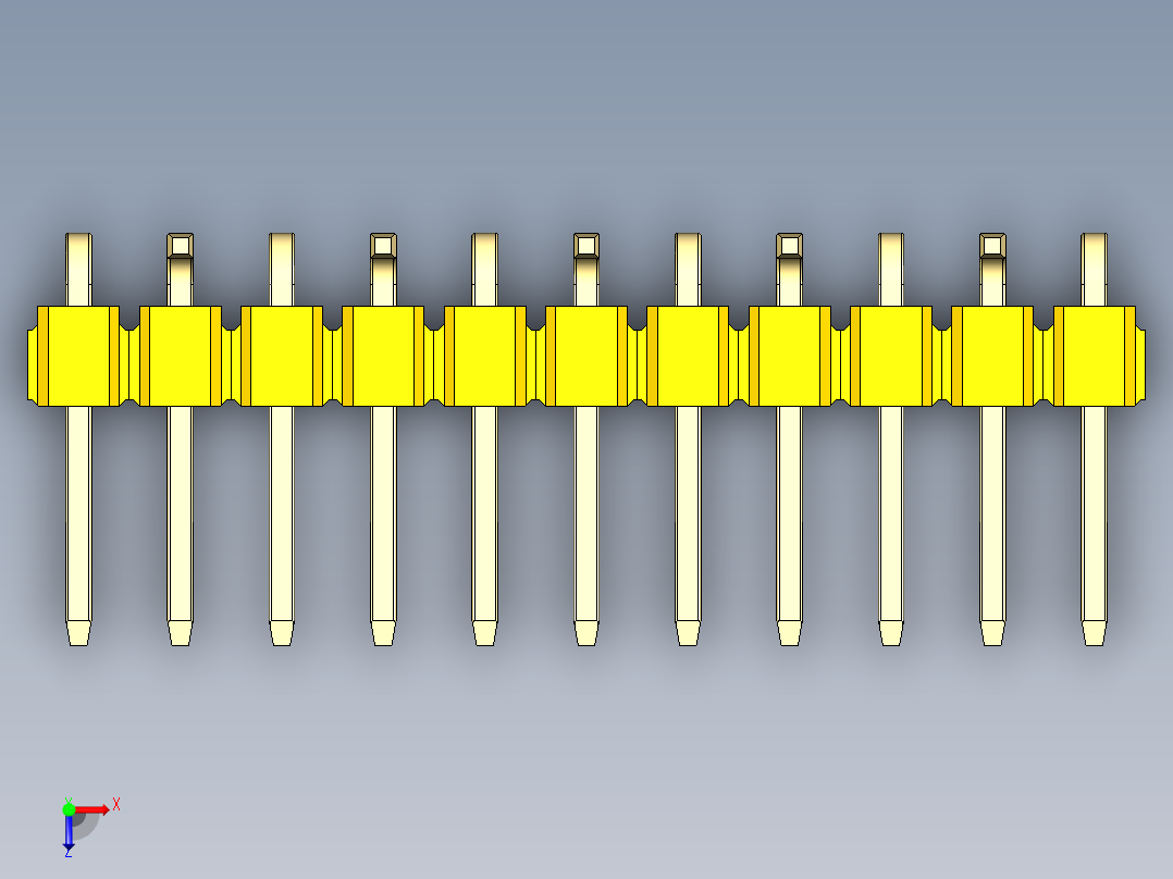 彩色公排针 100mil 2.54mm 系列-DS1022_yellow_11p_100mil_Type_SMT_R2_rev1.0俯视图