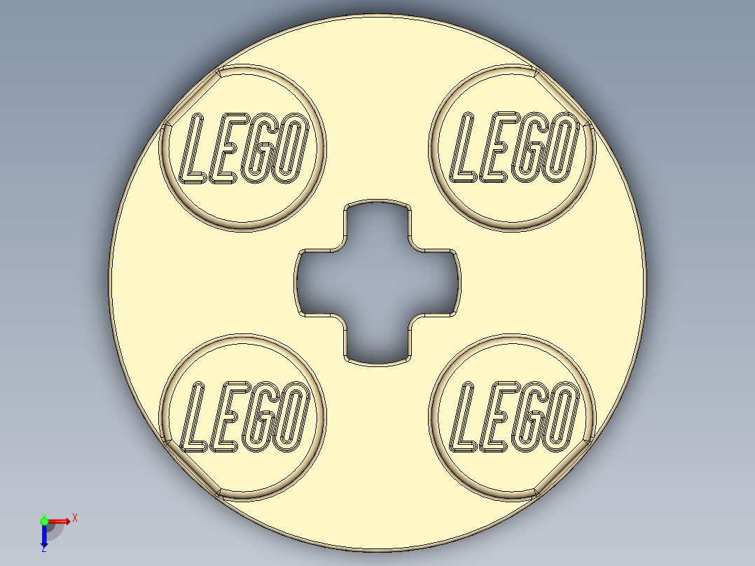 乐高零件 4032 板 2 x 2 圆形-4032 Tan Plate 2 x 2 Round俯视图