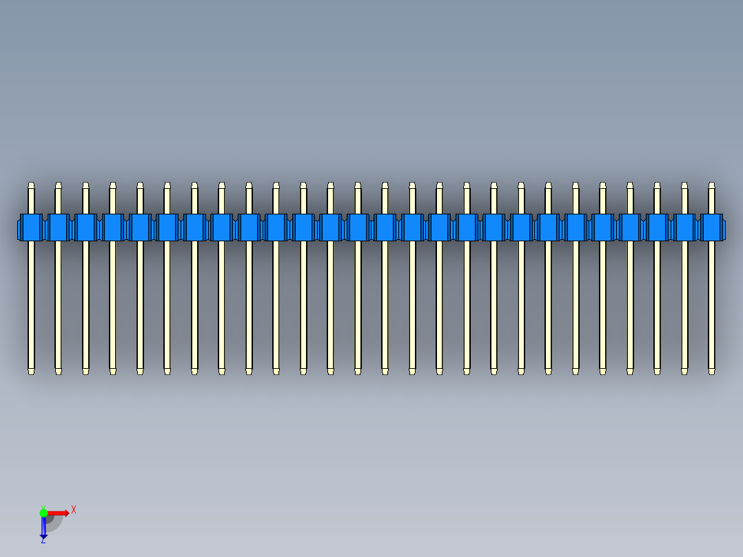 彩色公头100mil（2.54mm）系列-DS1021_blue_1x26p_100mil_Type5_rev1.0俯视图