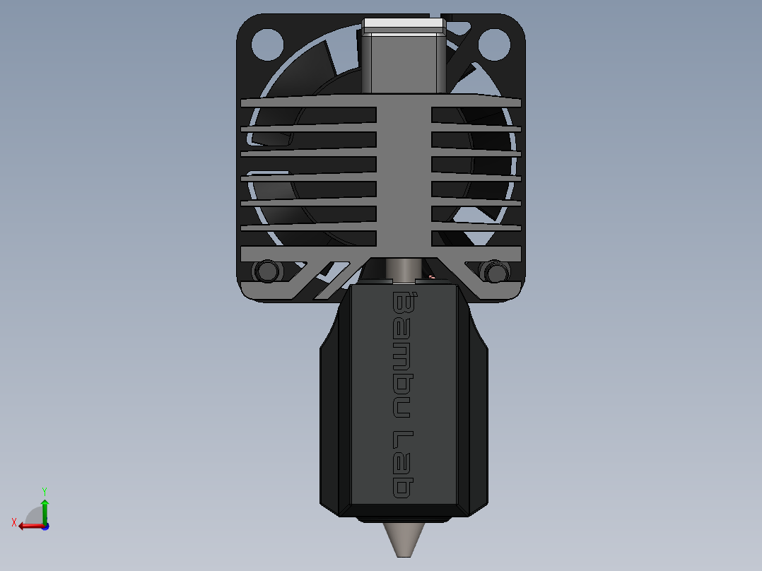 完整的热端组件 Bambu Lab X1C 钢喷嘴后视图