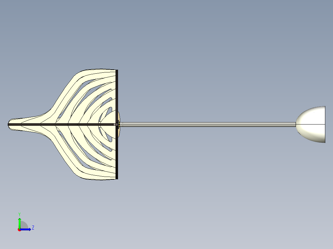 奋进号帆船设计的吊式船体左视图