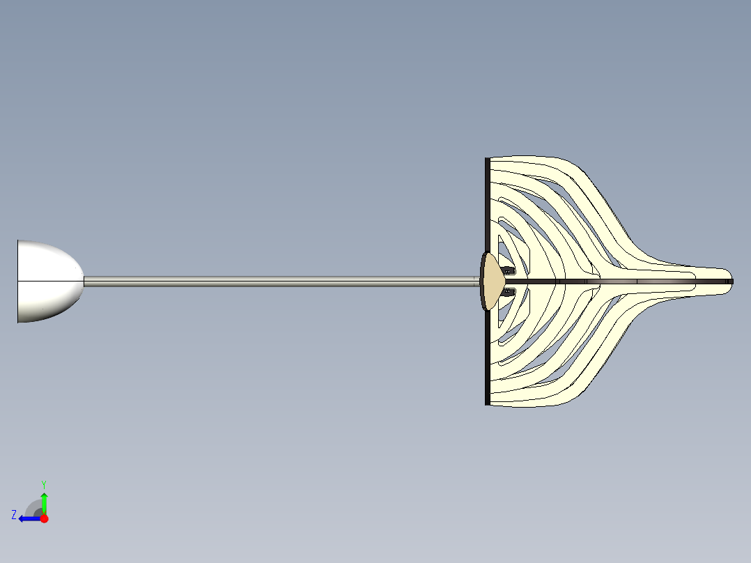 奋进号帆船设计的吊式船体右视图