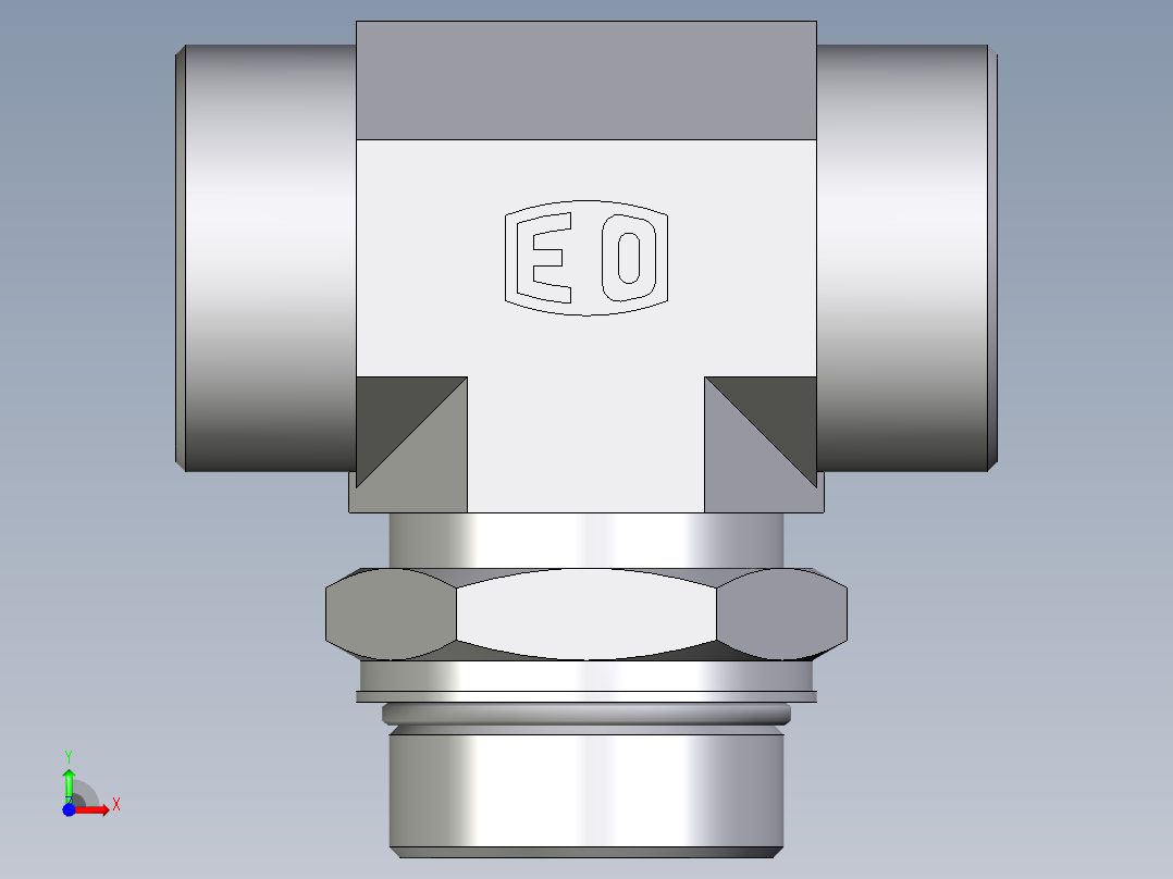 卡套式工业通用硬管接头EO_Adjustable_locknut_branch_tee_TEE38SMOROMDCF前视图