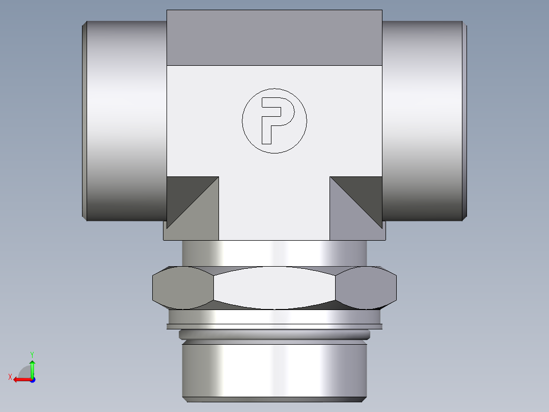 卡套式工业通用硬管接头EO_Adjustable_locknut_branch_tee_TEE38SMOROMDCF后视图