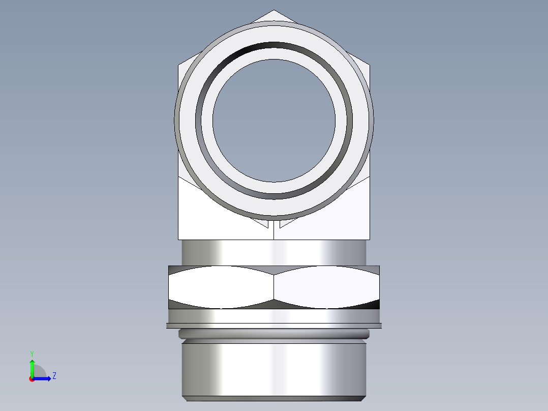 卡套式工业通用硬管接头EO_Adjustable_locknut_branch_tee_TEE38SMOROMDCF左视图