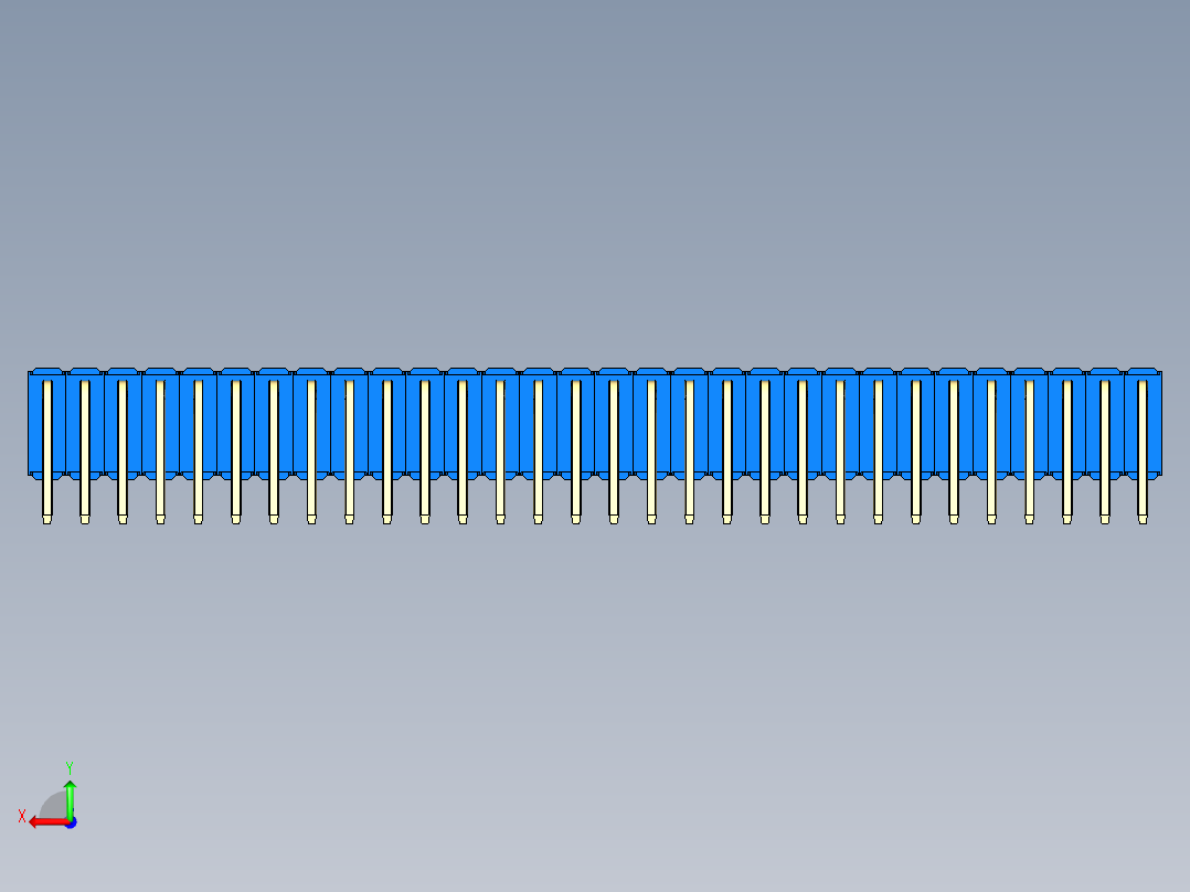 彩色公排针 100mil 2.54mm 系列-DS1022_blue_3x30p_100mil_TypeD_rev1.0后视图