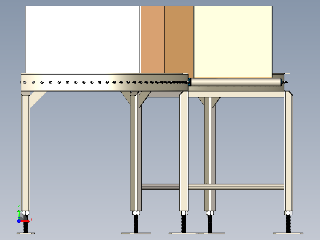 90度滚筒输送机roller-conveyor-35-stp前视图
