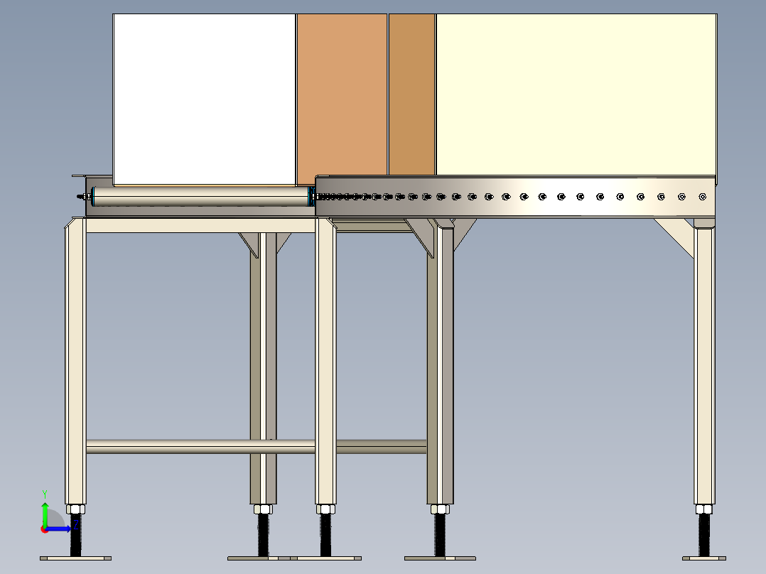 90度滚筒输送机roller-conveyor-35-stp左视图
