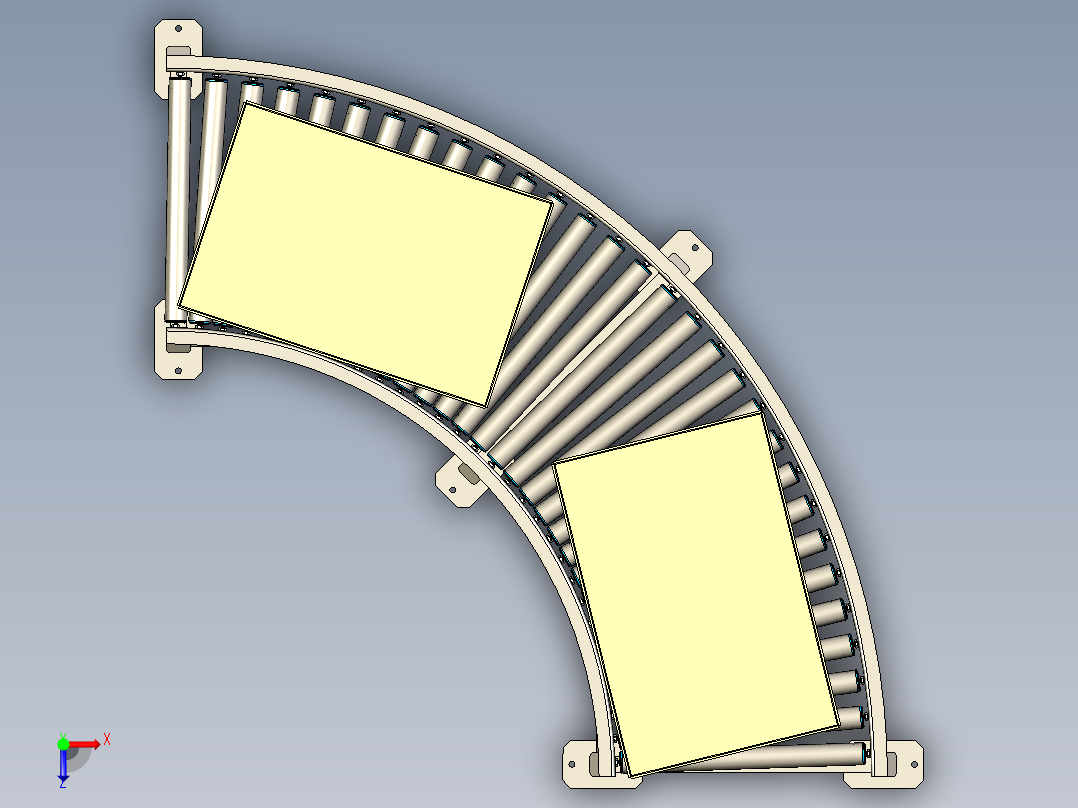 90度滚筒输送机roller-conveyor-35-stp俯视图