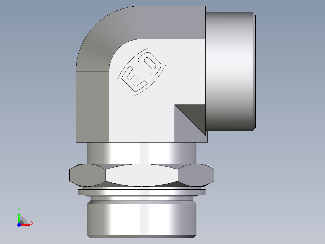卡套式工业通用硬管接头EO_Adjustable_Locknut_elbow_WEE38SMOMDCF前视图