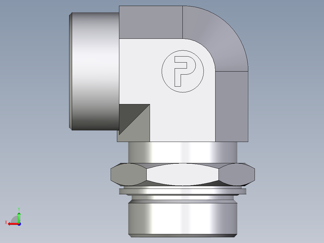 卡套式工业通用硬管接头EO_Adjustable_Locknut_elbow_WEE38SMOMDCF后视图