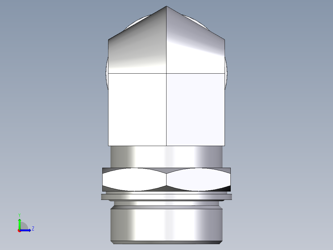 卡套式工业通用硬管接头EO_Adjustable_Locknut_elbow_WEE38SMOMDCF左视图