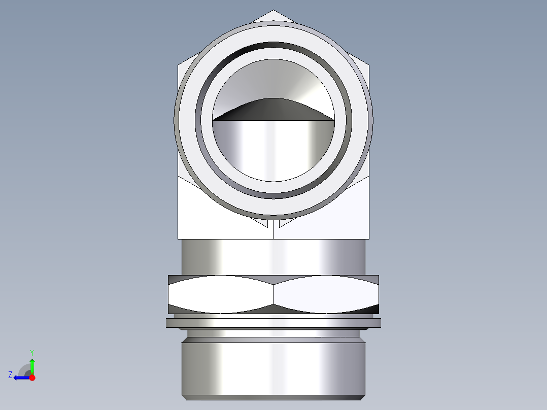 卡套式工业通用硬管接头EO_Adjustable_Locknut_elbow_WEE38SMOMDCF右视图