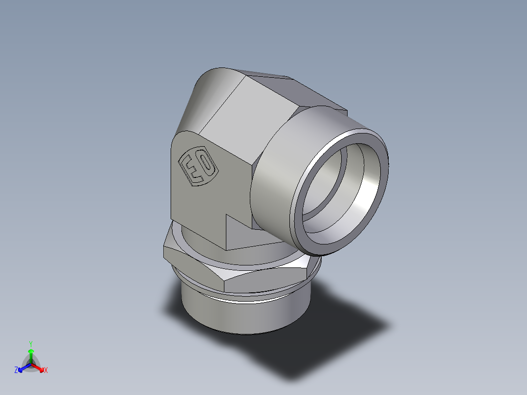 卡套式工业通用硬管接头EO_Adjustable_Locknut_elbow_WEE38SMOMDCF正等轴测图
