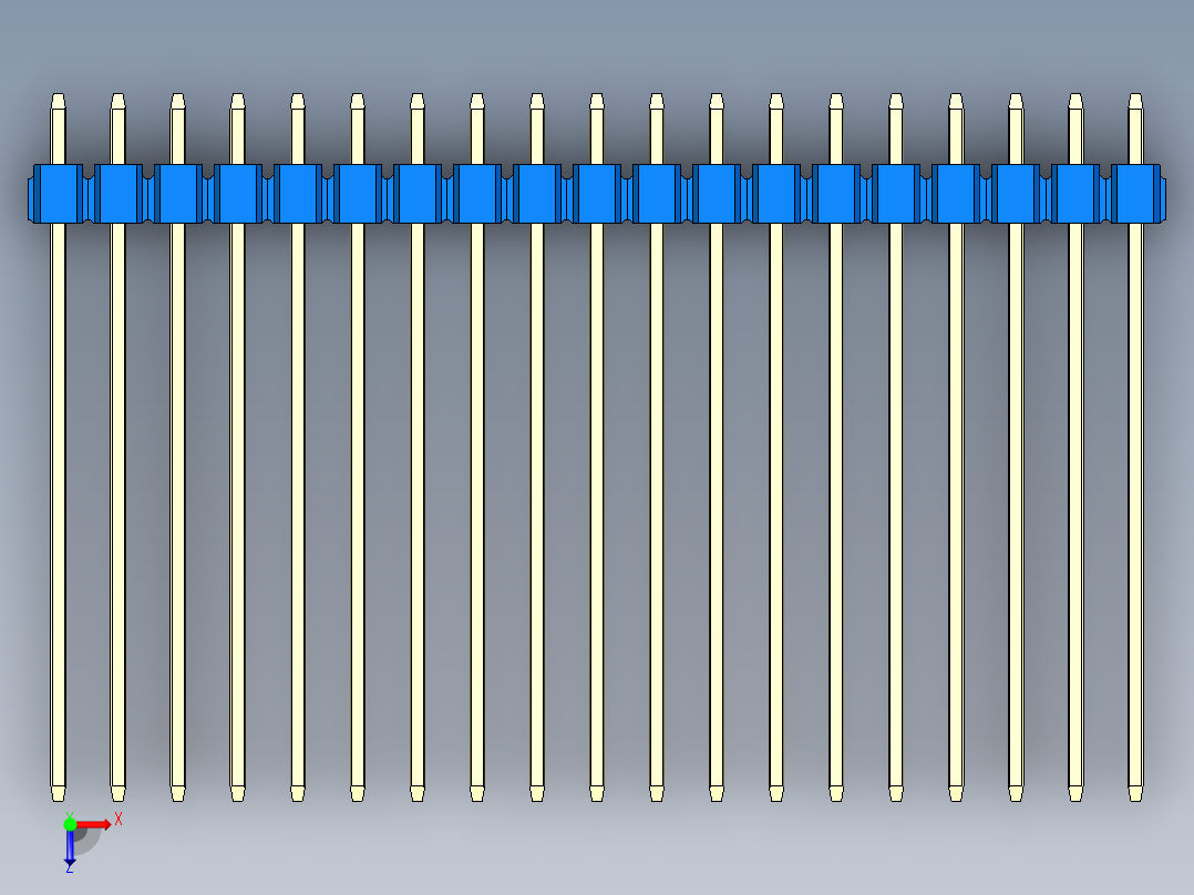 彩色公头100mil（2.54mm）系列-DS1021_blue_2x19p_100mil_Type43_rev1.0俯视图
