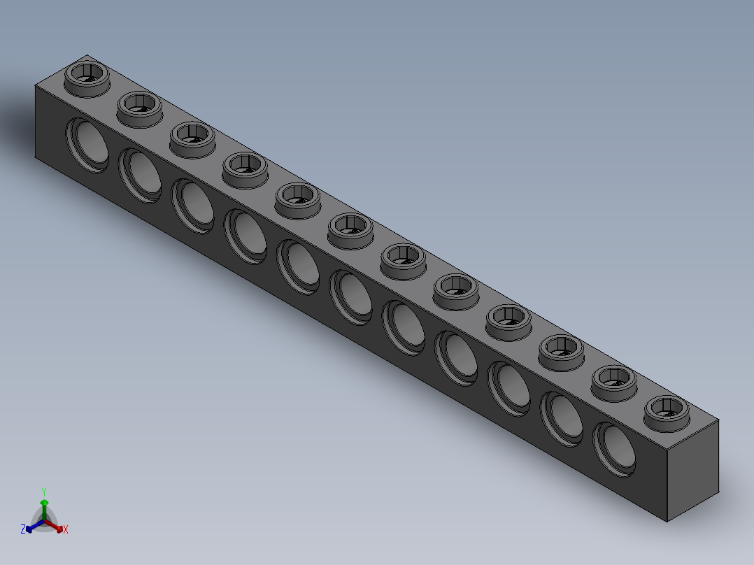 乐高机械组积木（横梁）-4211860 - 3895 Medium Stone Grey Technic Brick 1 x 12 with Holes