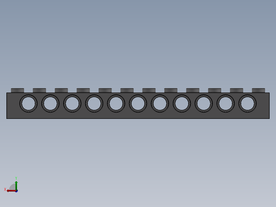 乐高机械组积木（横梁）-4211860 - 3895 Medium Stone Grey Technic Brick 1 x 12 with Holes后视图