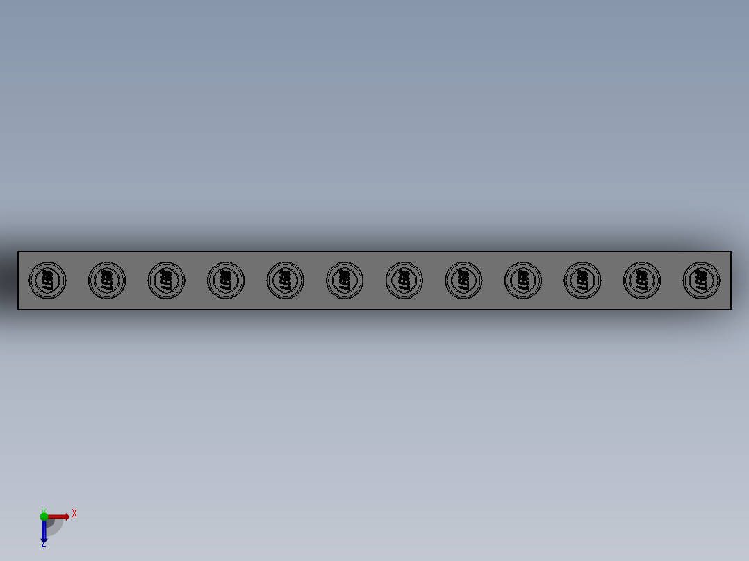 乐高机械组积木（横梁）-4211860 - 3895 Medium Stone Grey Technic Brick 1 x 12 with Holes俯视图