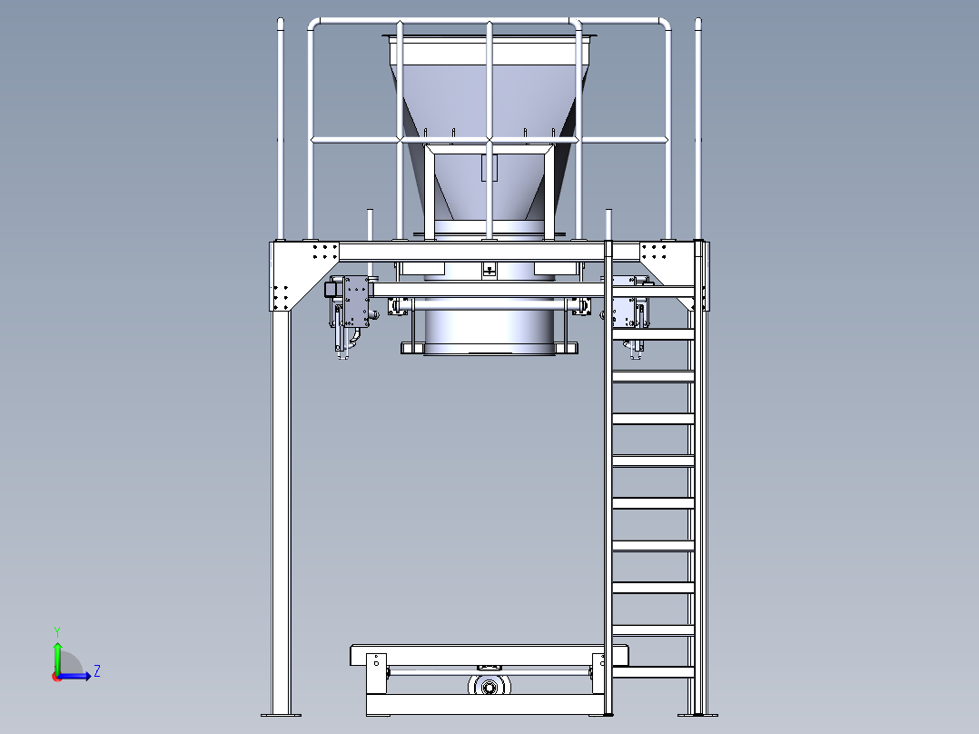 吨袋打包机（sw18可编辑+工程图）左视图