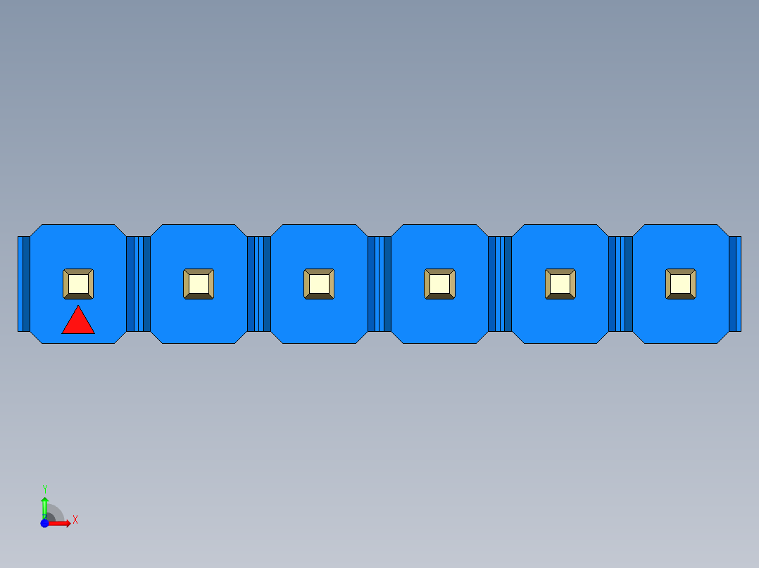 彩色公头100mil（2.54mm）系列-DS1021_blue_1x06p_100mil_Type5_rev1.0前视图