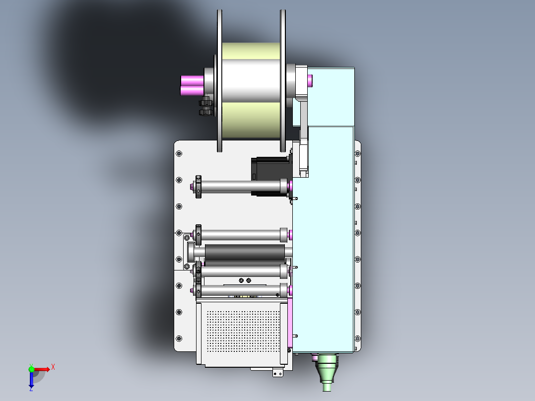標準卷料送料機構;料寬範圍（0~150MM）俯视图