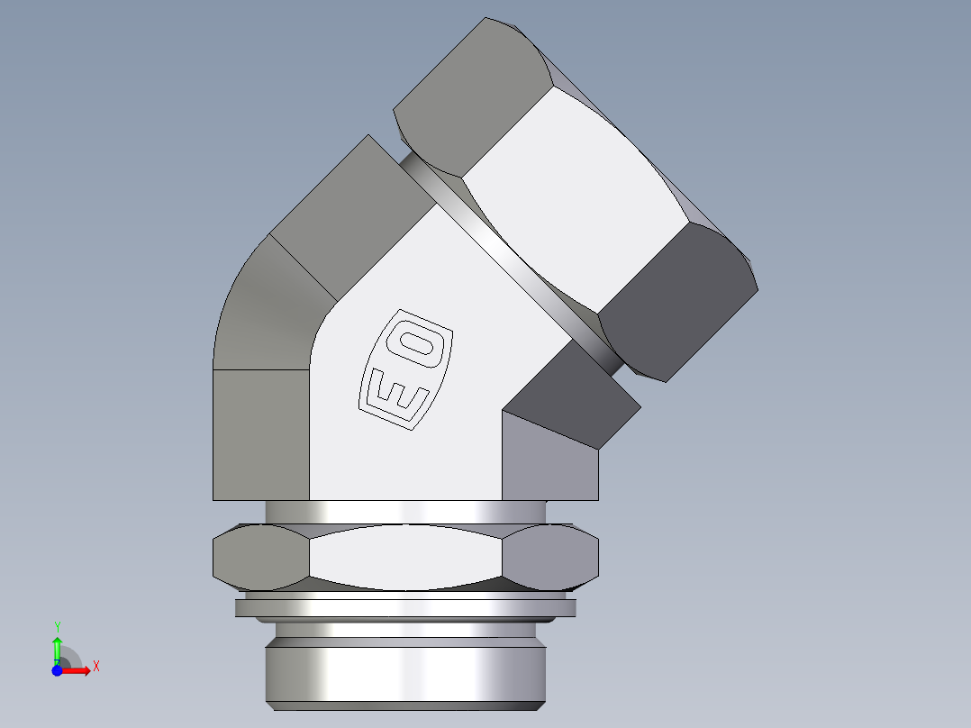 卡套式工业通用硬管接头EO_Adjustable_locknut_45_deg_elbow_VEE35ZLMCF前视图
