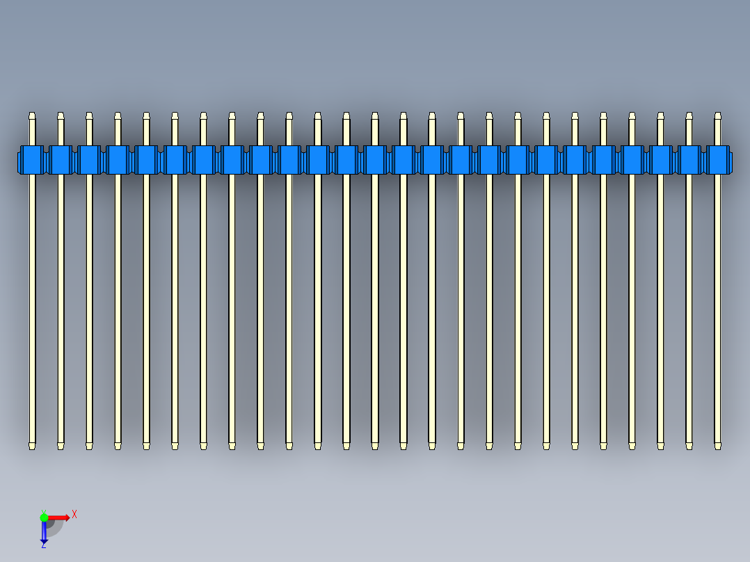 彩色公头100mil（2.54mm）系列-DS1021_blue_3x25p_100mil_Type43_rev1.0俯视图